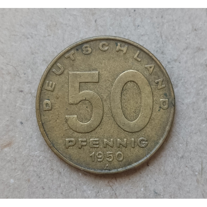 Германия , ГДР 50 пфеннигов 1950 год , А 