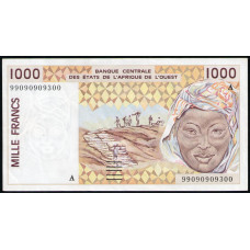 Западная Африка , Кот Д'Ивуар 1000 Франков , 1999 год 