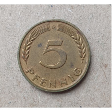 Германия , ФРГ , 5 Пфеннигов 1950 год , D 