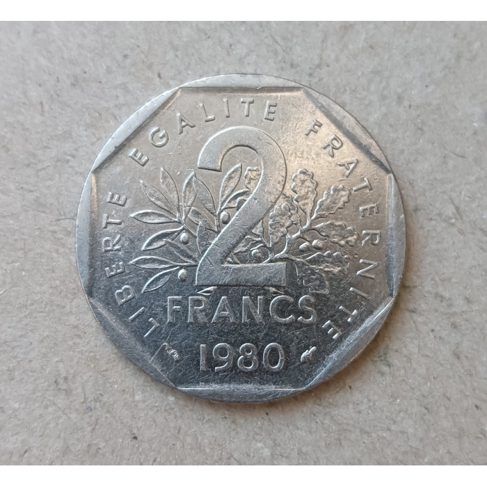 Франция 2 Франка 1980 год 