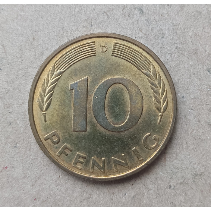 Германия , ФРГ 10 Пфеннигов 1996 год , D