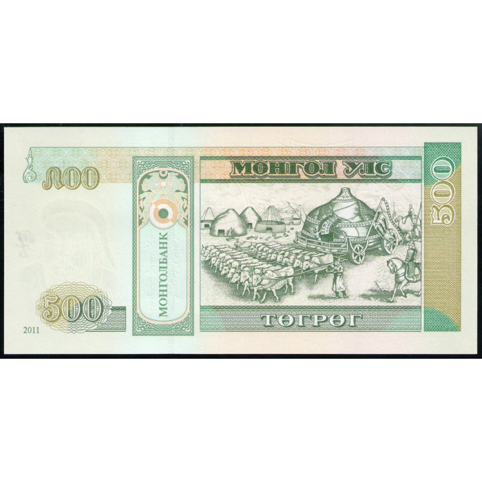 Монголия 500 Тугриков 2011 год, UNC , Чингисхан