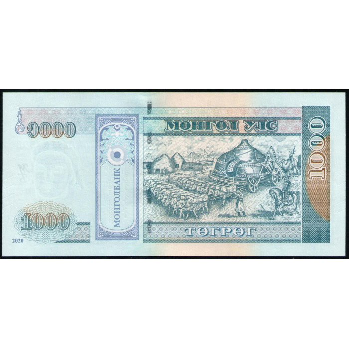 Монголия 1000 Тугриков 2020 год, UNC , Чингисхан Монголия 1000 Тугриков 2020 год, UNC , Чингисхан