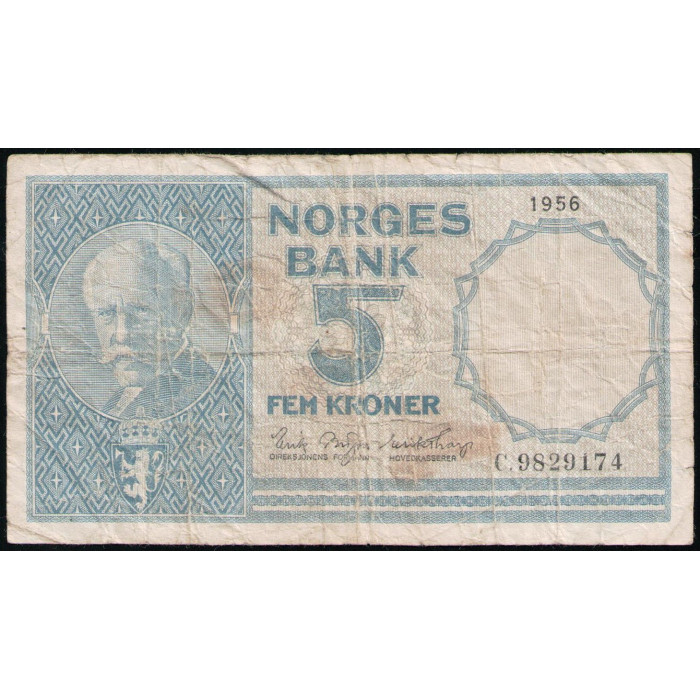 Норвегия 5 Крон 1956 год 