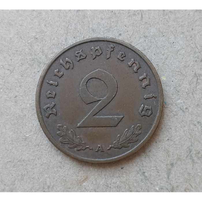 Германия 2 Пфеннига 1937 год , А