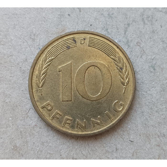 Германия , ФРГ 10 Пфеннигов 1996 год , D