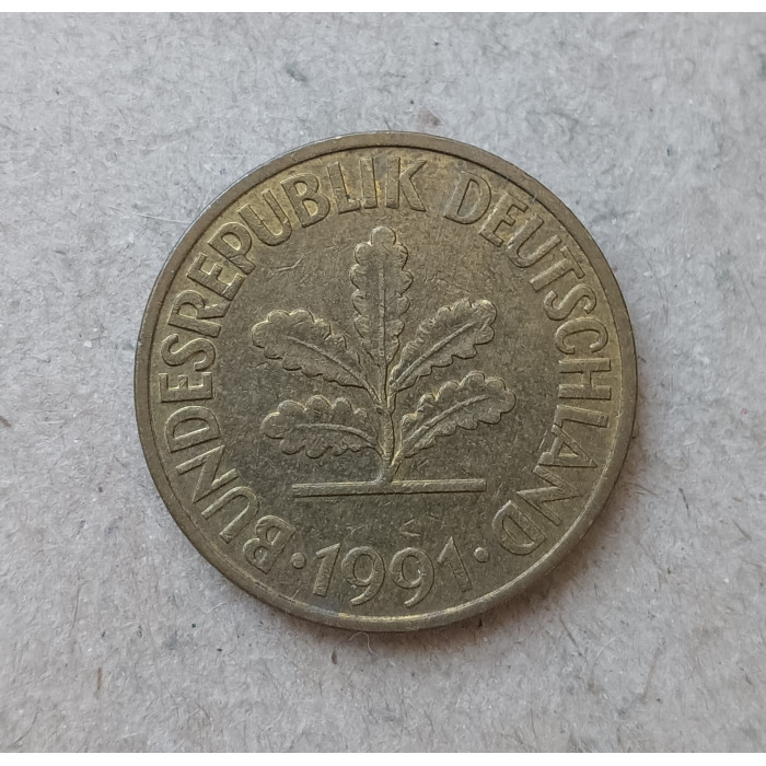 Германия , ФРГ 10 Пфеннигов 1991 год ,  G