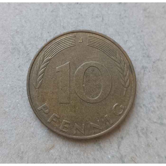 Германия , ФРГ 10 Пфеннигов 1991 год , J
