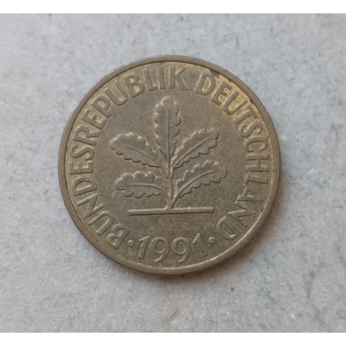 Германия , ФРГ 10 Пфеннигов 1991 год , J