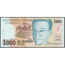 Бразилия 1000 крузейро реалов 1993 год , UNC