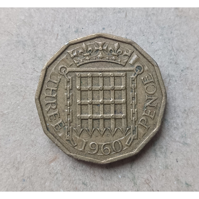 Великобритания 3 Пенса 1960 год , Елизавета 2