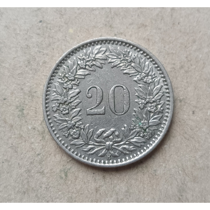 Швейцария 20 Раппенов 1956 год