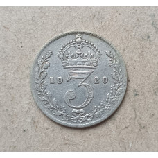 Великобритания 3 Пенса 1920 год , Король Георг 5 , Серебро