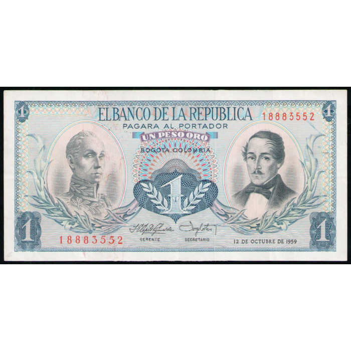 Колумбия 1 песо 1959 год , VF Колумбия 1 песо 1959 год , VF