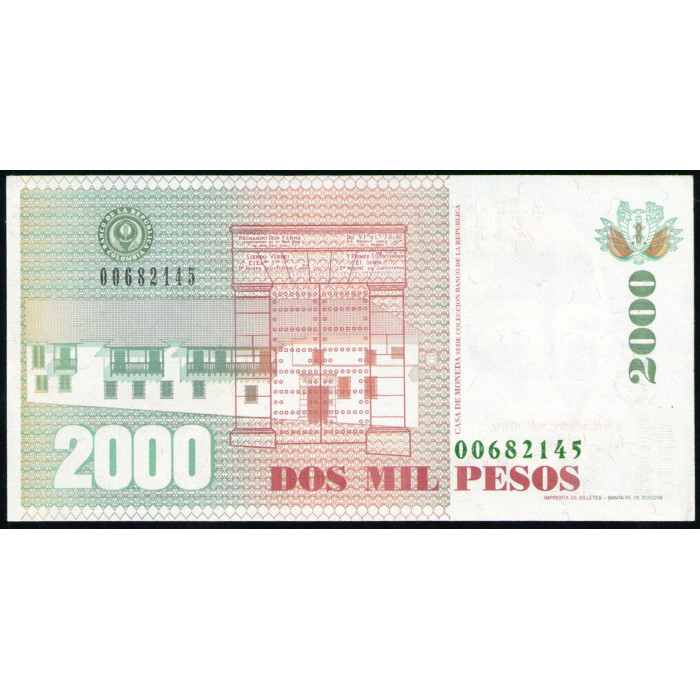 Колумбия 2000 Песо 1996 год , UNC Колумбия 2000 Песо 1996 год , UNC