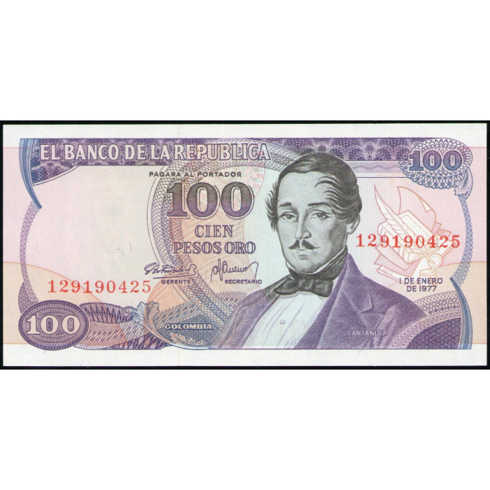 Колумбия 100 Песо 1977 год , UNC Колумбия 100 Песо 1977 год , UNC