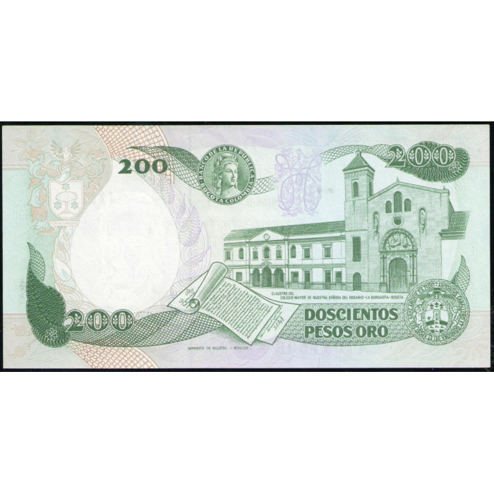 Колумбия 200 Песо 1989 год , UNC Колумбия 200 Песо 1989 год , UNC