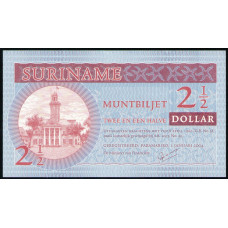 Суринам 2 1/2 доллара 2004 год , UNC