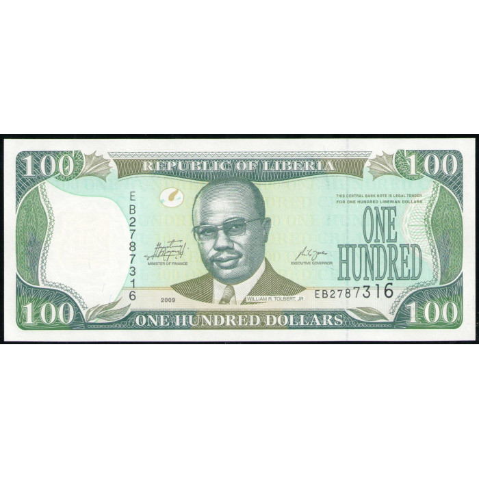 Либерия 100 долларов 2009 год , UNC Либерия 100 долларов 2009 год , UNC