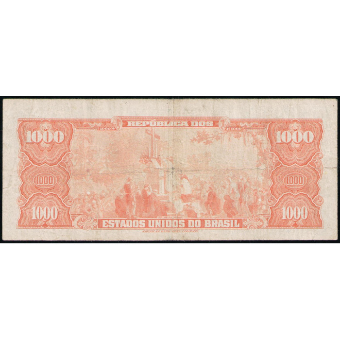 Бразилия 1 новый крузейро 1967 год ,  Надпечатка на 1000 крузейро Бразилия 1 новый крузейро 1967 год ,  Надпечатка на 1000 крузейро