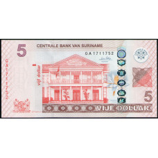 Суринам 5 долларов 2010 год , UNC