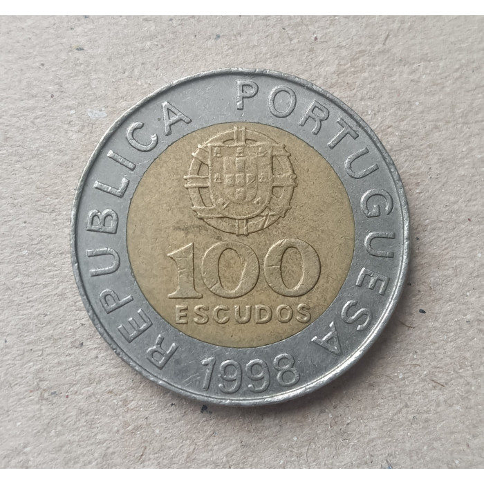 Португалия 100 Эскудо 1998 год , Педро Нуниш, Биметалл
