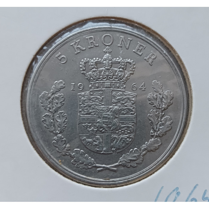 Дания 5 Крон 1964 год , Король Фредерик 9 Дания 5 Крон 1964 год , Король Фредерик 9