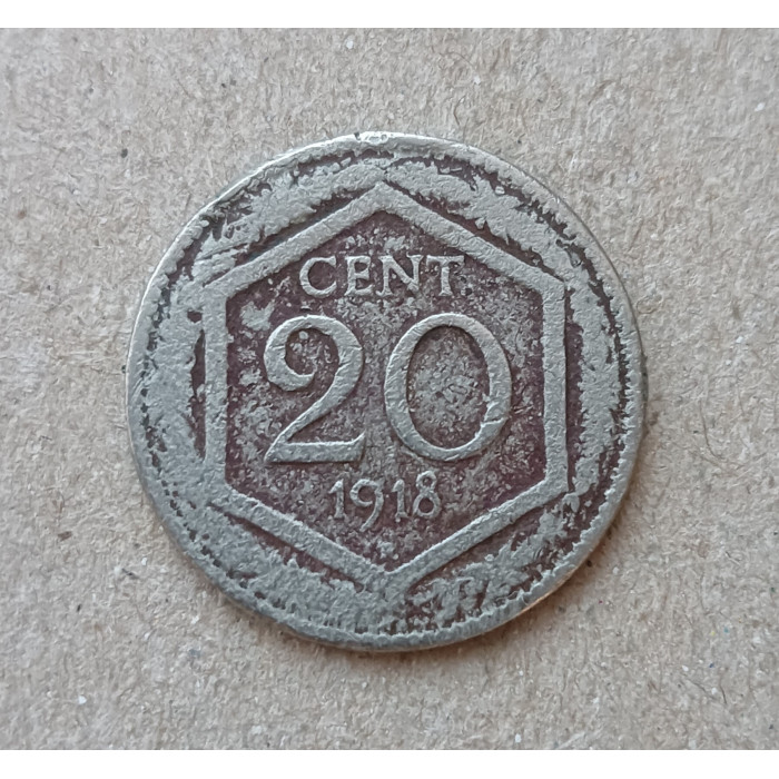 Италия 20 Чентезимо 1918 год 