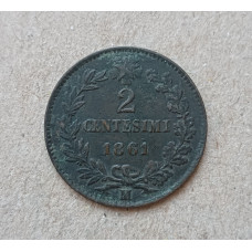 Италия 2 Чентезимо 1861 год 