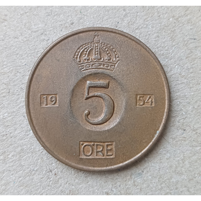 Швеция 5 Эре 1954 год , Густав 6