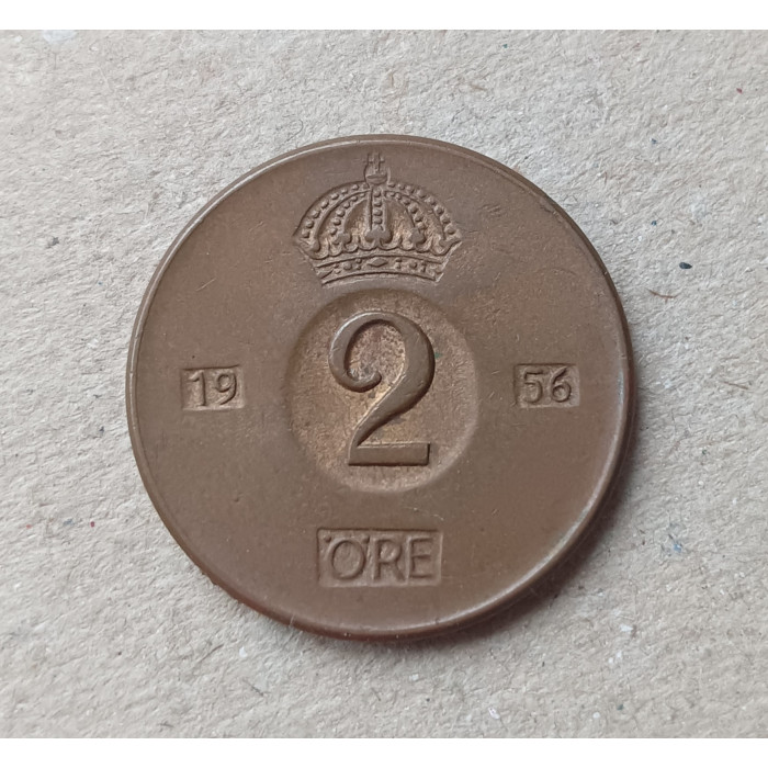 Швеция 2 Эре 1956 год , Густав 6