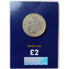 Остров Мэн 2 Фунта 2021 год , UNC , Рождество , Биметалл