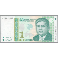 Таджикистан 1 Сомони 1999 год , UNC, Мирза Турсунзаде
