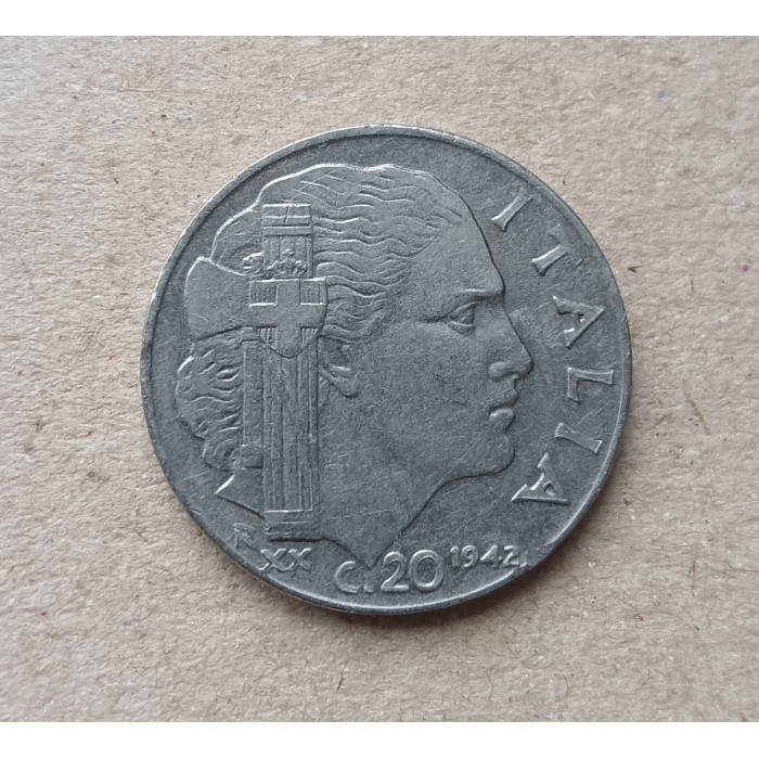 Италия 20 Чентезимо 1942 год