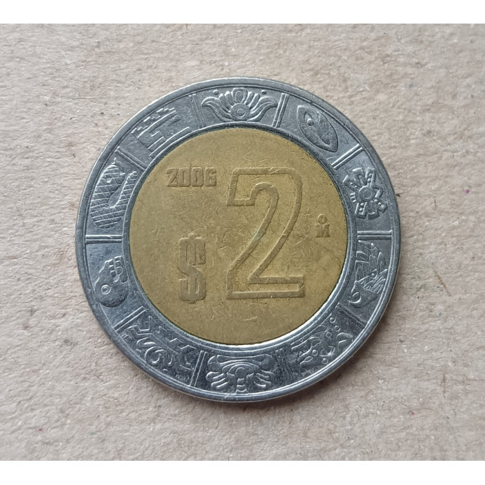 Мексика 2 Песо 2006 год , Биметалл