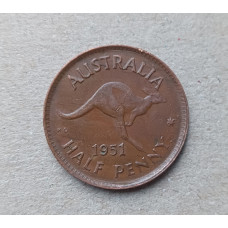 Австралия 1/2 Пенни 1951 год,  Кенгуру , Георг 6