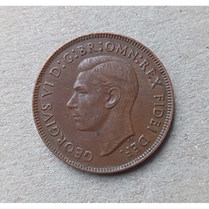 Австралия 1/2 Пенни 1951 год,  Кенгуру , Георг 6 Австралия 1/2 Пенни 1951 год,  Кенгуру , Георг 6