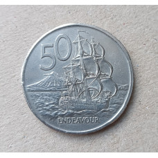 Новая Зеландия 50 Центов 1967 год , Корабль Индевор , Елизавета 2