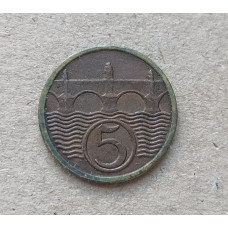 Чехословакия 5 Геллеров 1938 год , Мост