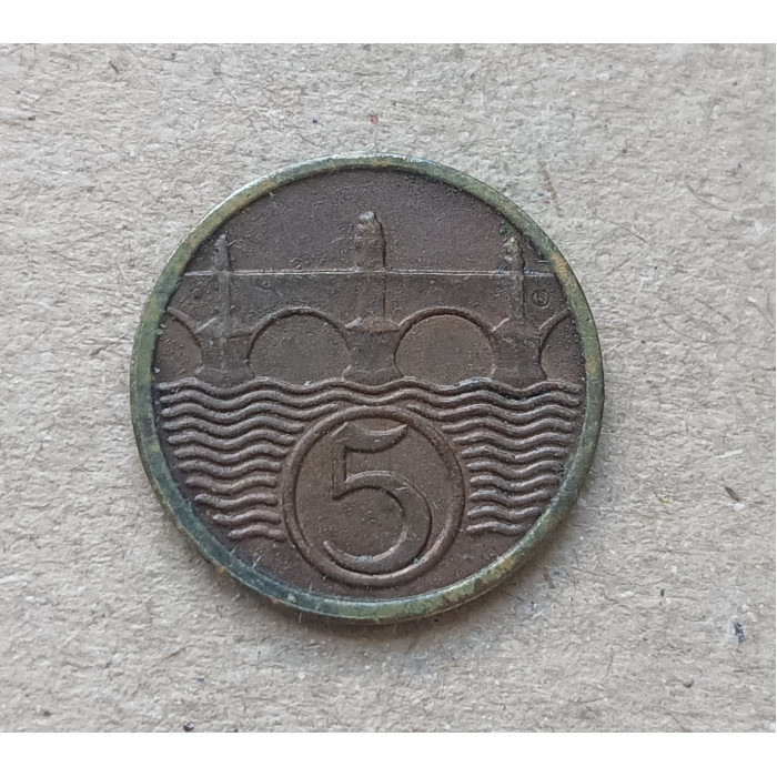 Чехословакия 5 Геллеров 1938 год , Мост Чехословакия 5 Геллеров 1938 год , Мост