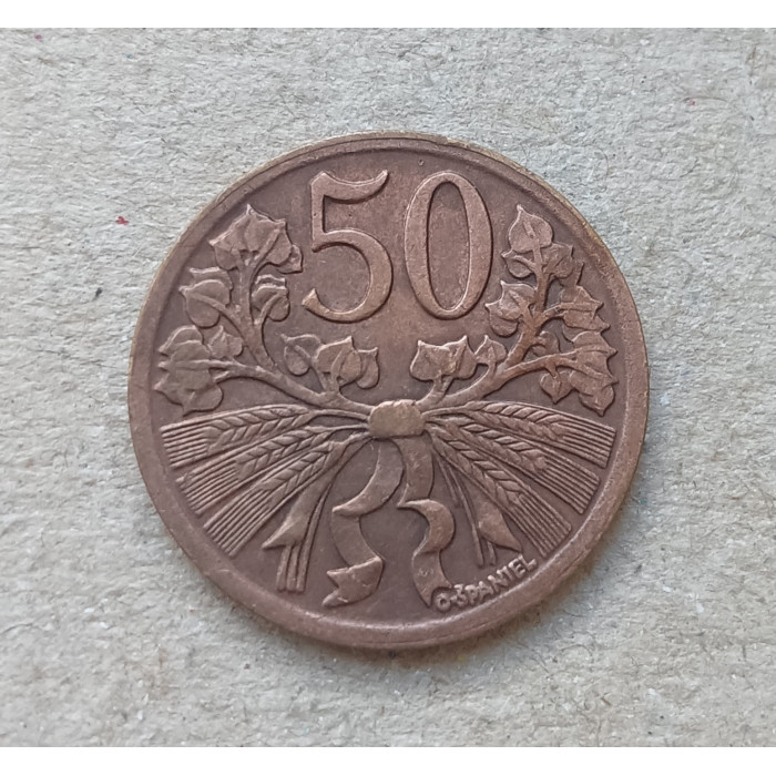 Чехословакия 50 Геллеров 1947 год  Чехословакия 50 Геллеров 1947 год