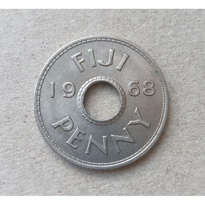 Фиджи 1 Пенни 1968 год , Елизавета 2 Фиджи 1 Пенни 1968 год , Елизавета 2