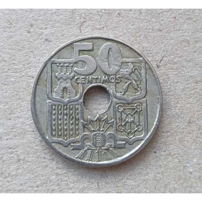 Испания 50 Сентимо 1949 год , Якорь Испания 50 Сентимо 1949 год , Якорь
