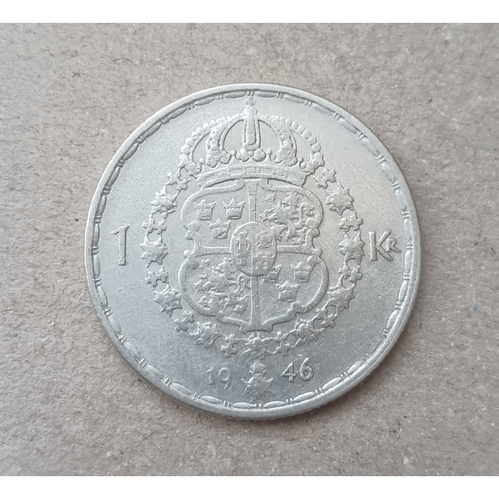 Швеция 1 Крона 1946 год  Швеция 1 Крона 1946 год