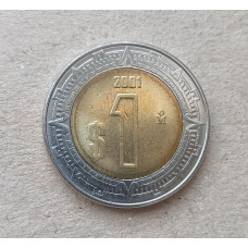 Мексика 2 Песо 2001 год , Биметалл