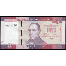 Либерия 5 Долларов 2016 год , UNC 