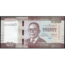 Либерия 20 Долларов 2017 год , UNC 