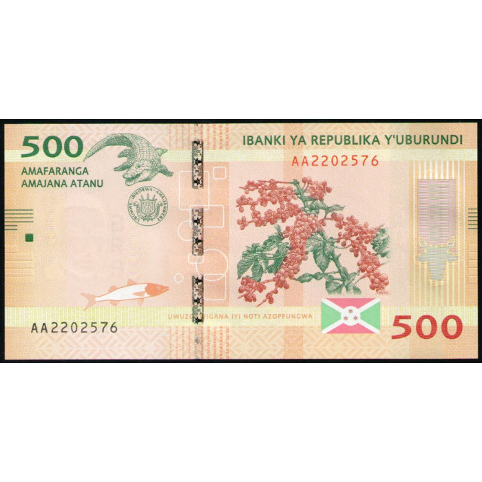 Бурунди 500 Франков 2015 год , UNC