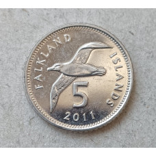 Фолклендские острова 5 Пенни 2011 год , Чернобровый альбатрос