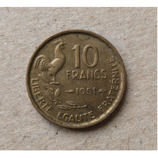 Франция 10 Франков 1951 год , Петух